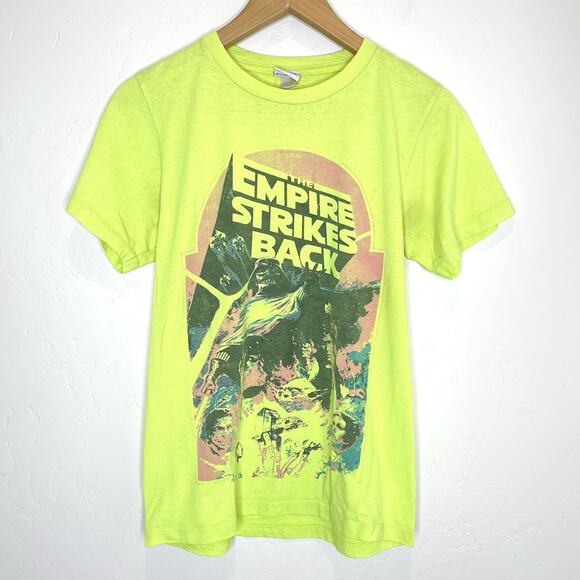 Vintage Star Wars T Shirt Empire Strikes Back Neon Green Small Lucas Films Ltd - Picture 1 of 5